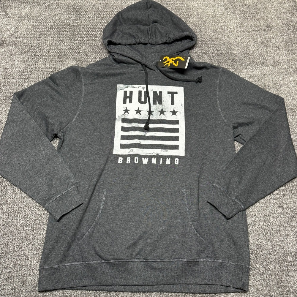 Browning Mens Hoodie Hunt Graphic Pullover Sweatshirt Size XXL Gray NWT‎